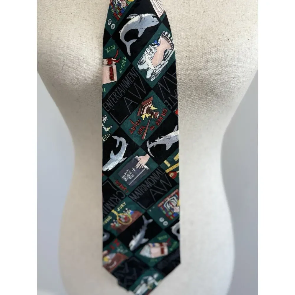 VTG‎ 1993 Silk Novelty Tie - Law Firm - Politics Funny Tie. Nicole Miller